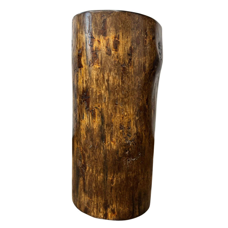 Souche de pin Heritage, support pour plante / table d'appoint / tabouret, 12 po x 22 po, teinte de la province et laque naturelle transparente