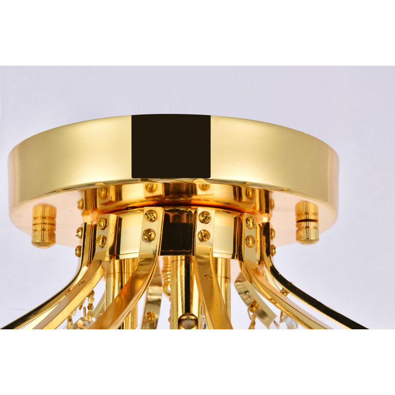 Plafonnier semi-encastré 3 lumières 12 po Stoller, Or, Coupe royale