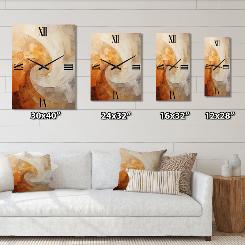 Horloge murale à spirales abstraites minimalistes beige II, Petit