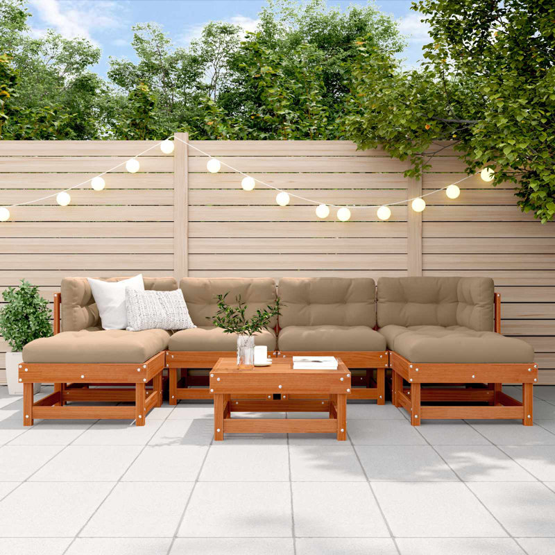 Garden Lounge Set 7 Pcs Solid Pine Wood Furniture Outdoor Patio Terrace