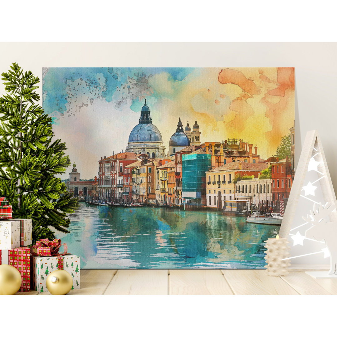 Venice Italy Canvas Wall Art, Watercolor Cityscape Print, Gallery Wrapped Canvas, Ready to Hang, Italian Art, Archival Quality Home Decor