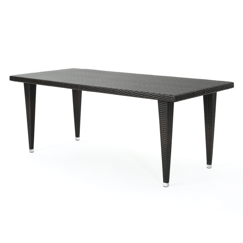 Table d'extérieur - 33 * 75, fer et résine, teinte brune, peut accueillir confortablement 33 x 75 personnes, tissé, brun,