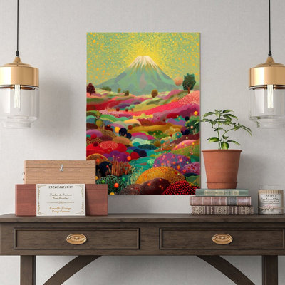 Toile, art mural, paysage pointilliste coloré, reproduction d'art, affiche rétro