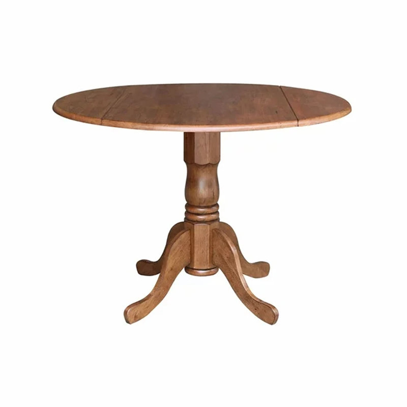 Philipston Extendable Round Solid Wood Dining Table, Distressed Oak, Distressed Oak