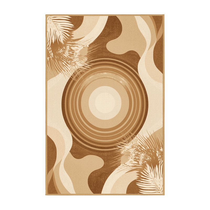 Tapis tropical délavé à la machine Panameno - brun clair, 6 X 9