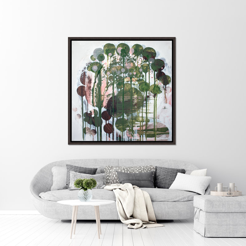 Evergreen by Alexander NikAnpour - Floater Frame Painting on Canvas, 25.75" H x 25.75" W, Image Brush Gel