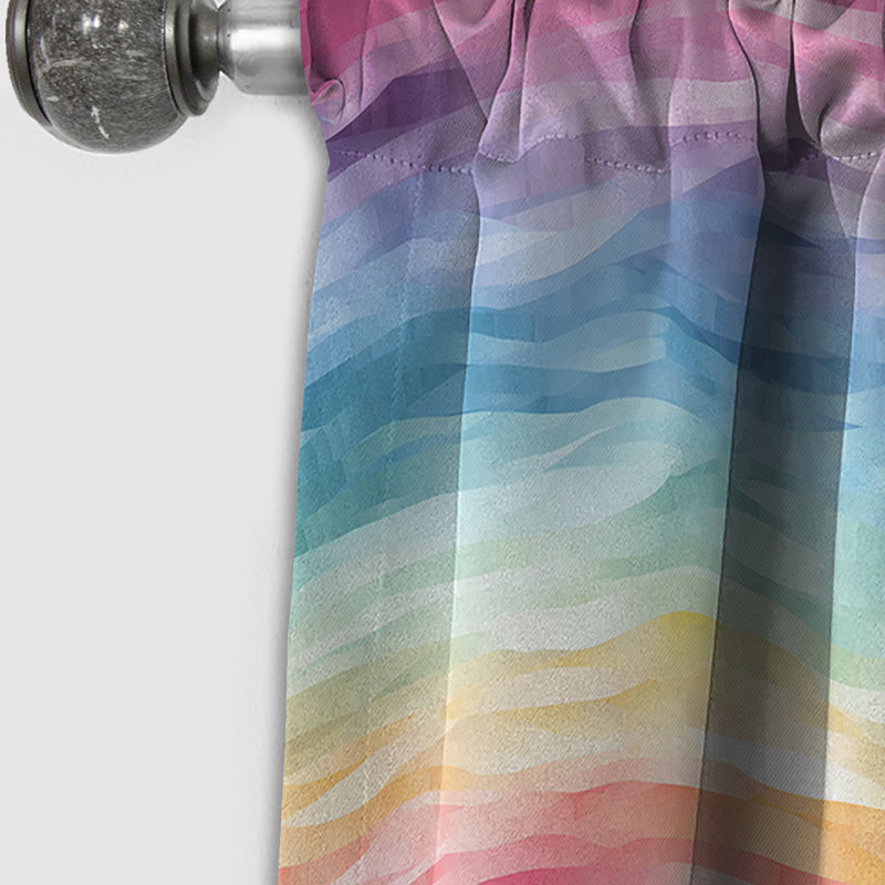 Rideau occultant géométrique coloré à rayures multicolores - 1 panneaux, L 52 po x L 84 po