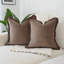 Housse de coussin décorative en velours à franges marron chocolat 45 cm-128725457-128725459