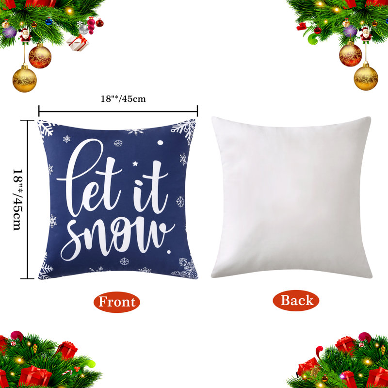 Ensemble de 4 housses de coussin décoratives de Noël en velours, blue