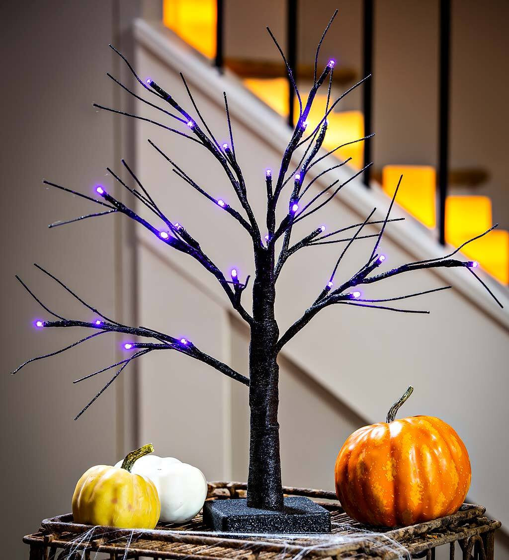 19" Glittered Battery-Operated Lighted Tree