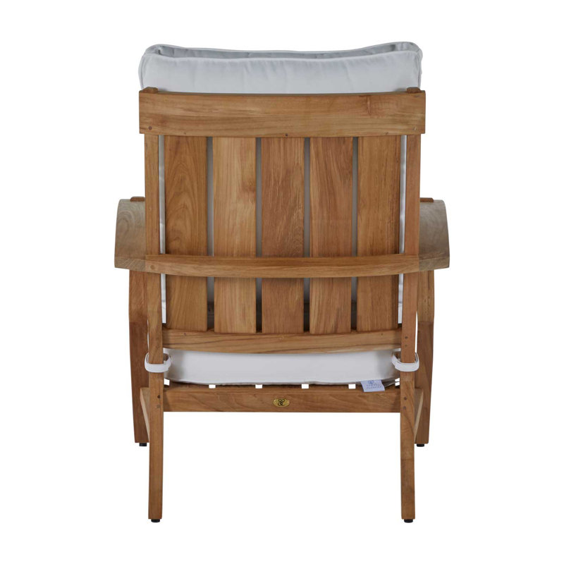 Croquet Teak Patio Chair with Cushions, Rollo Lace InsideOut® Linen, Welt, Natural Teak