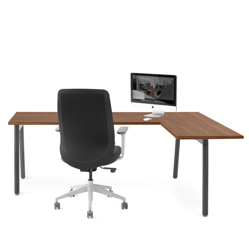 Bureau en coin Series A, LPL, Charbon / Blanc, Orienté à droite, H 29 po x l 56 po x P 79 po