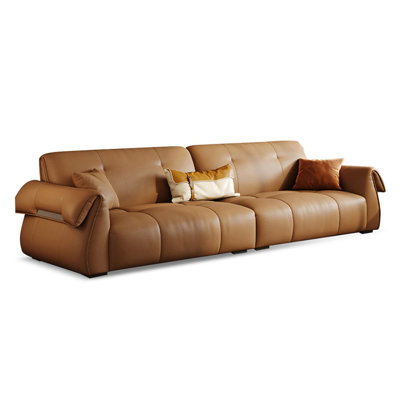 Caramel Genuine Leather Modular Sofa cushion couch
