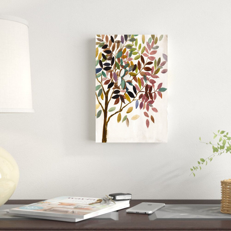 Arbre feuillu coloré - peinture, H 12 po x l 8 po, Toile tendue