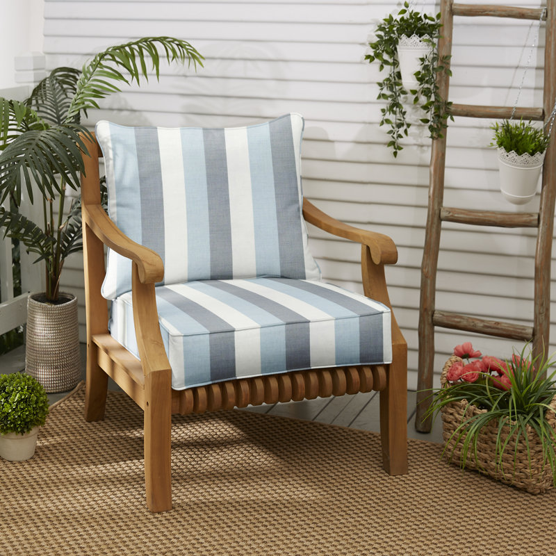 Coussin de siège / dossier Calheta intérieur / extérieur Sunbrella, Sunbrella® à rayures bleues, L 22,50 po x P 22,50 po