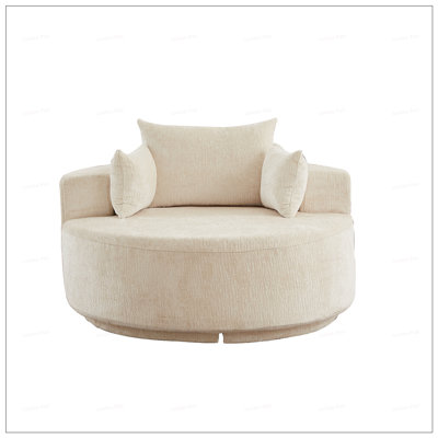 Polyester Foam Single Swivel Chair, Fluffy Modern Sleeper, 360 Degree Rotating Comfort for Living and Relaxation