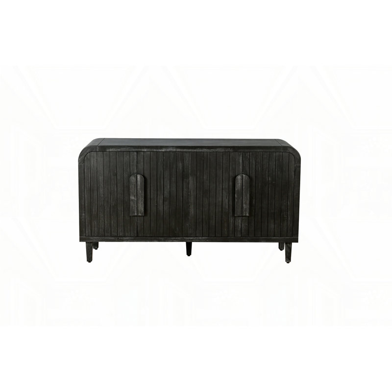 Buffet de rangement 59 po avec poignées en bois, Noir antique