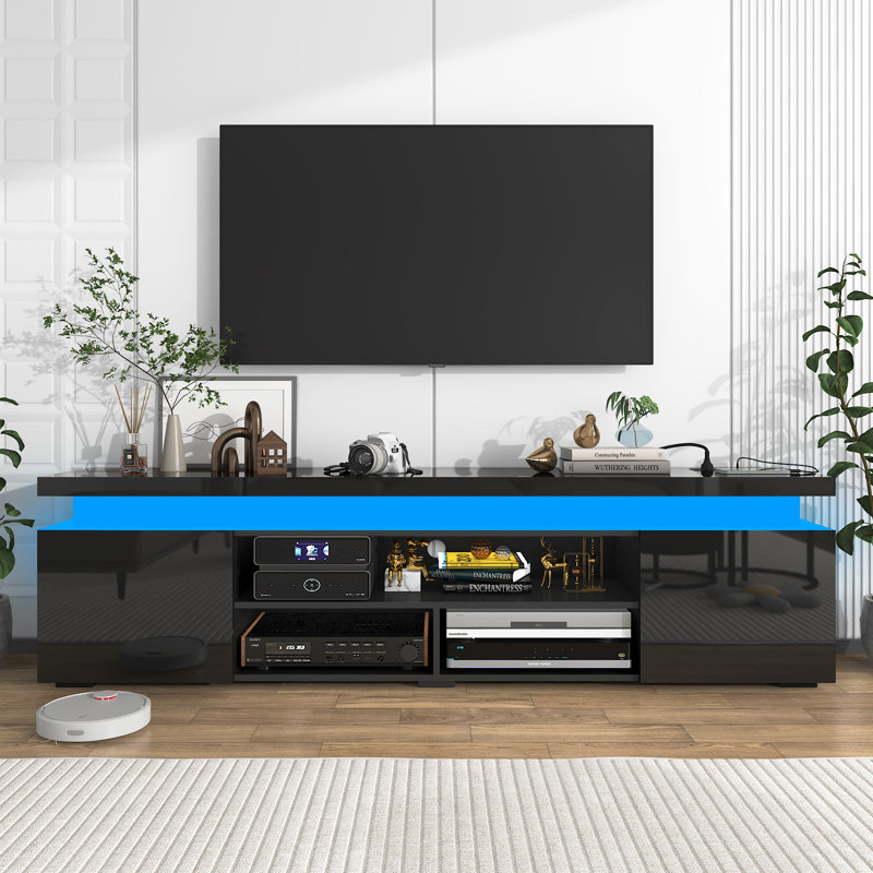 Gulnur Unfinished TV Stand for TVs up to 85", Black