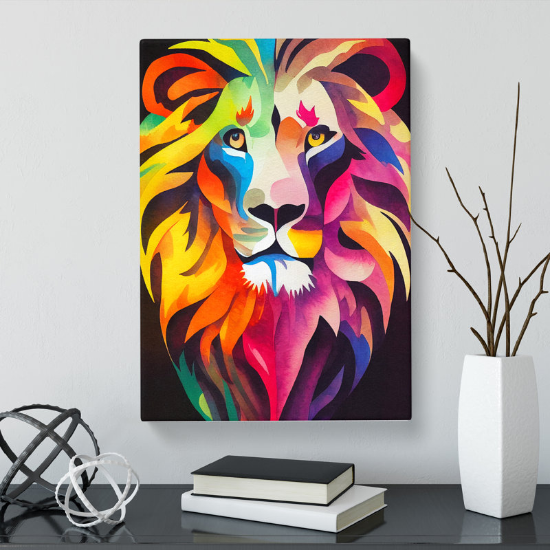 Watercolour Lion Vol.2 - Wrapped Canvas, 50cm H x 35cm W x 3cm D