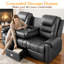 Fauteuil de massage inclinable 3 places Red Barrel Studio® 77 po en cuir PU avec port USB, canapé de massage chauffant, porte-gobelets et boîte de rangement-1457497593