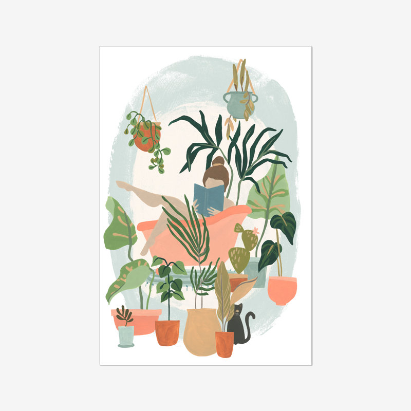 Plant Lady Bath I by June Erica Vess - Painting, 30cm H x 20cm W, Wrapped Canvas