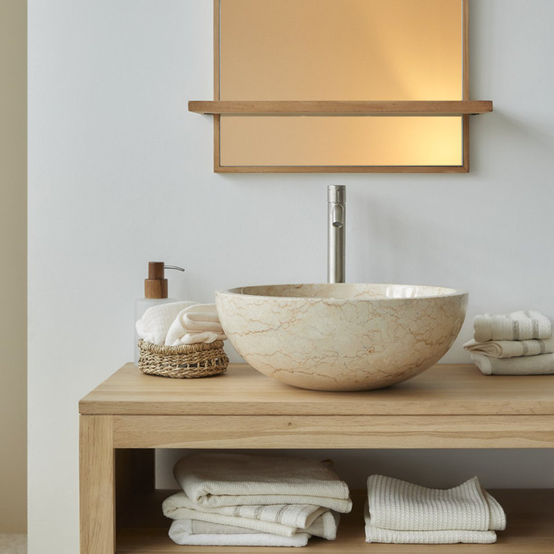 Skins Stone Circular Bathroom Sink, Cream