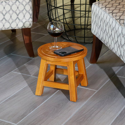 Escabeau en bois naturel de style feuille d'érable - et charmant tabouret, naturel, avec attrayante décoration