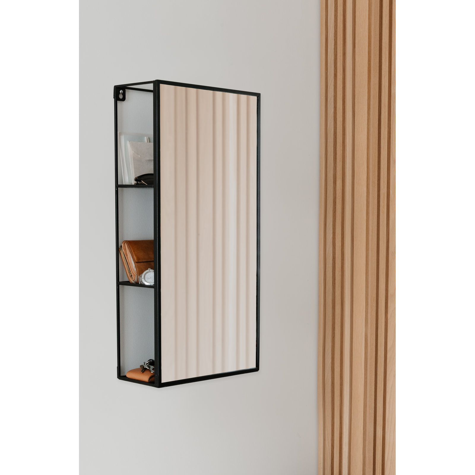 Cubiko Metal Rectangle Mirror with Shelves