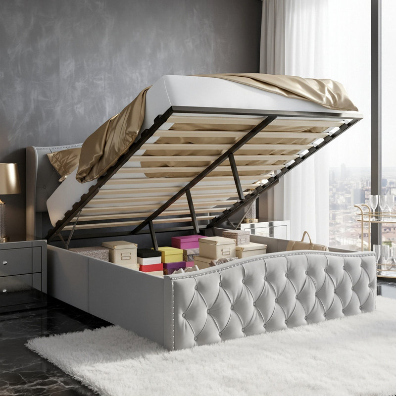 Upholstered Ottoman Storage Bed, European Double (140 x 200 cm)