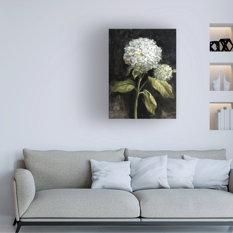  Danhui Nai, Hortensia sur toile noire, art mural, H 32 po x l 24 po