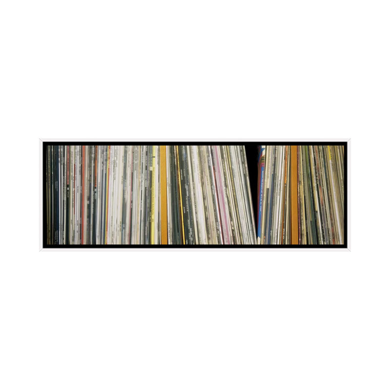 Reproduction d’art graphique sur toile, "vintage Vinyl record collection" par-Panoramic, H 16 po x l 48 po, Toile encadrée