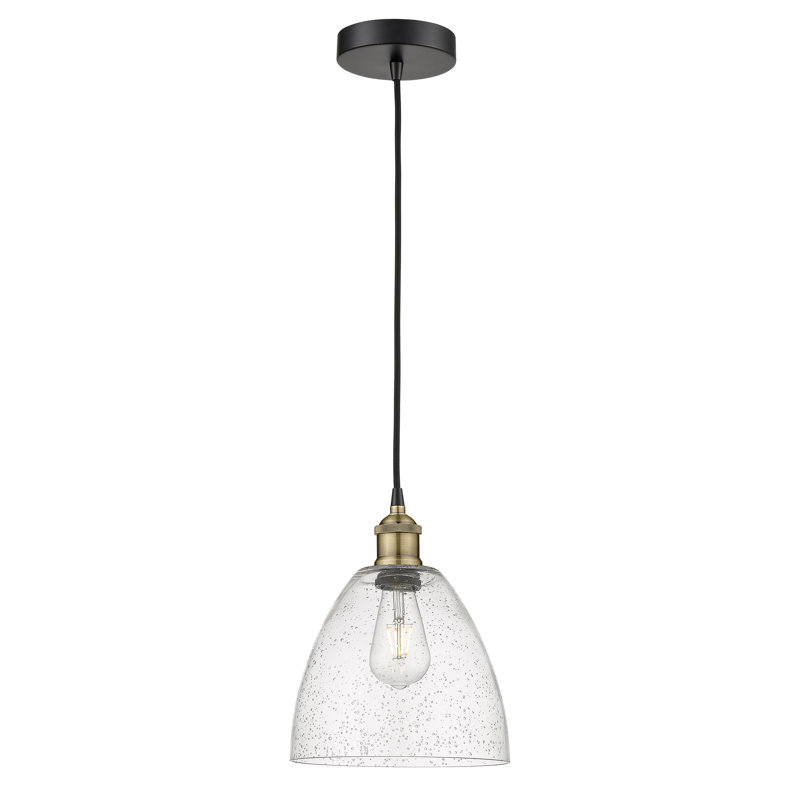 Bluford 1 - Light Single Pendant, 12.25" H x 9" W x 9" D, Seedy, Black Antique Brass