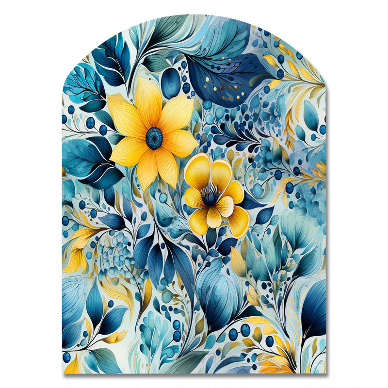 Diemer - Art mural floral asymétrique en métal, H 34 po x l 25 po