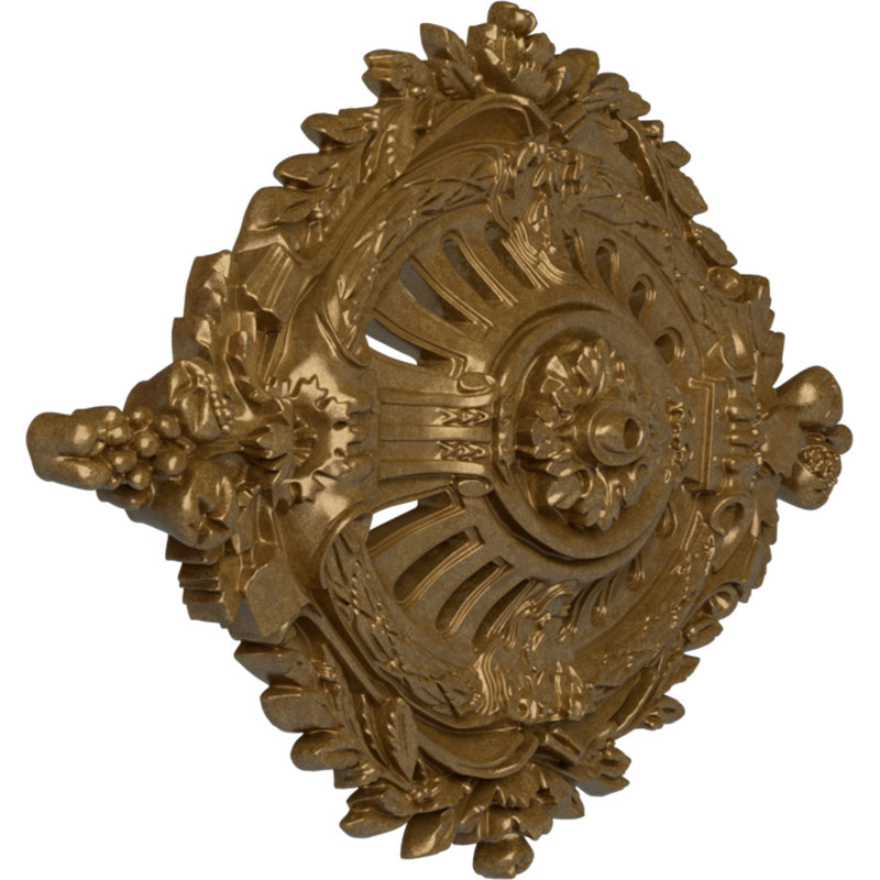 35 médaillon de plafond Antonio l 7 7/8 po x H 22 1/2 po x P 4 3/8 po, Or pâle