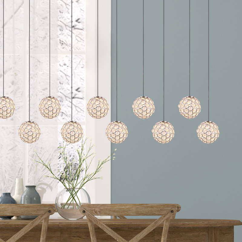 Luminaire suspendu sphère 10 lumières Tietjen, Chrome