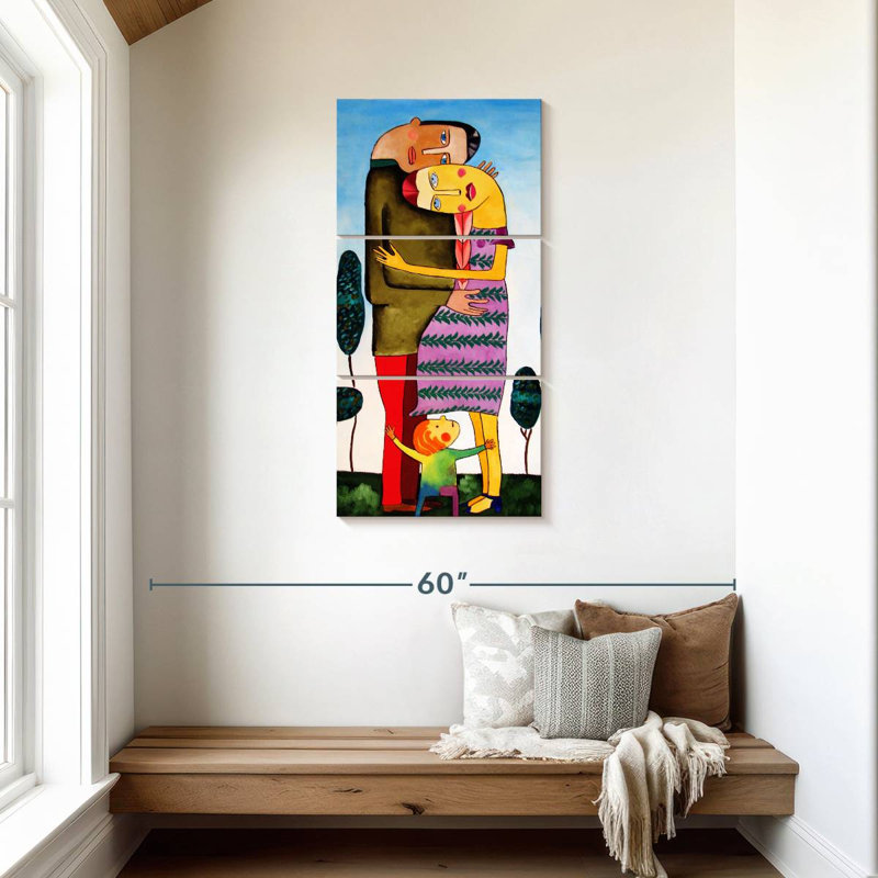 Famille abstraite, H 44 po x l 21 po