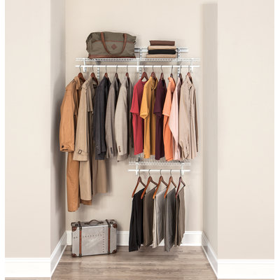Adjustable ShelfTrack Wardrobe Storage and Clothes Rail Kit up to 1.2m Wide 2 Wire Heavy Duty Open Shelves With Closet Rods