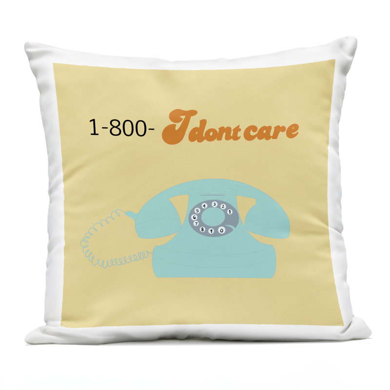 I Don't Care Retro Phone Outdoor Printed Pillow design by Ashley Singleton