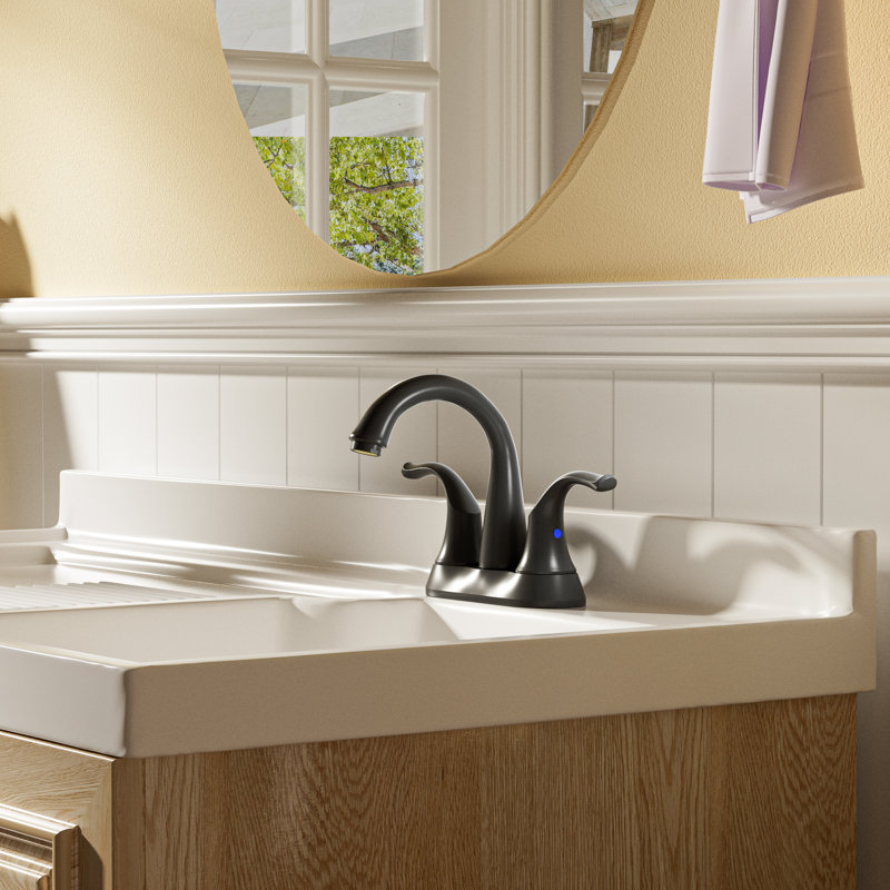 2-handle Bathroom Faucet with Drain Assembly, Black