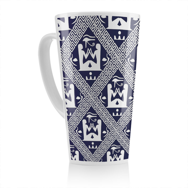 Egyptian Hieroglyphs In Latte Mug, Navy