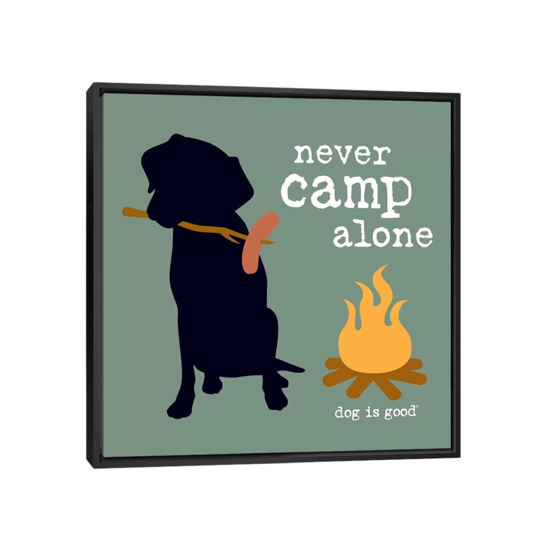 «Never Camp Alone I», impression sur toile, H 18 po x l 18 po x P 1,5 po, Toile avec cadre flottant noir, Pas de tapis