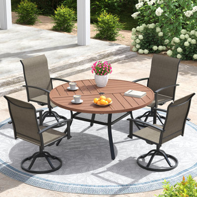 4-Person Patio Swivel Dining Set with 40.6" Round Dining Table and 4 Swivel Dining Chairs