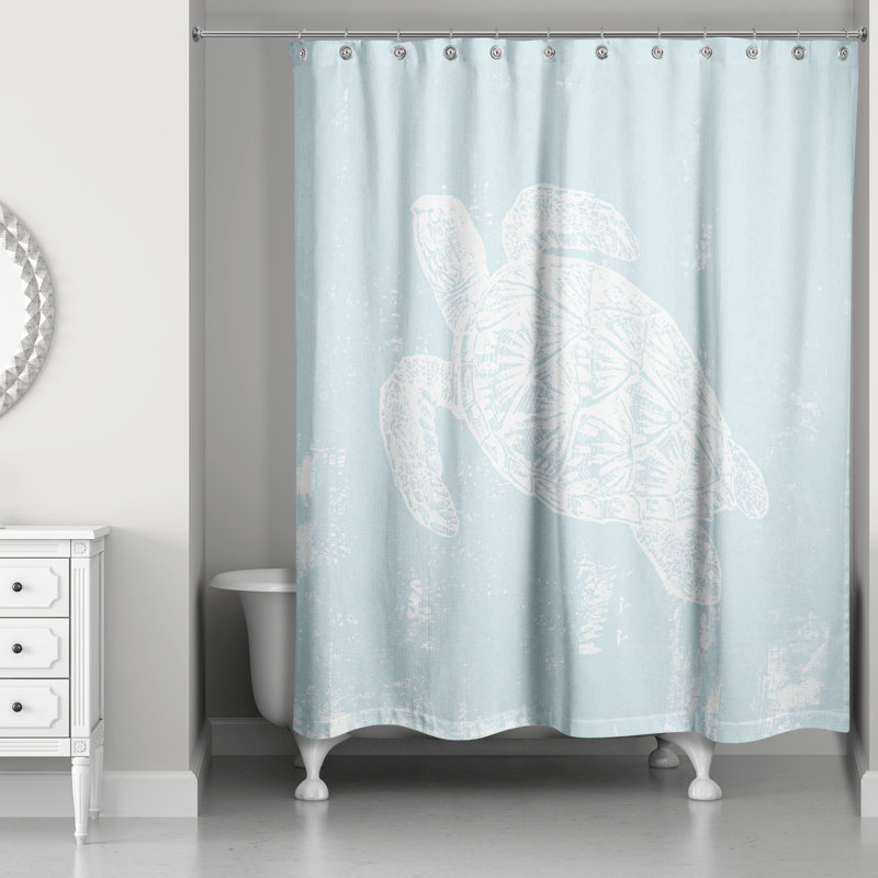 Rideau de douche simple Korsen, Bleu