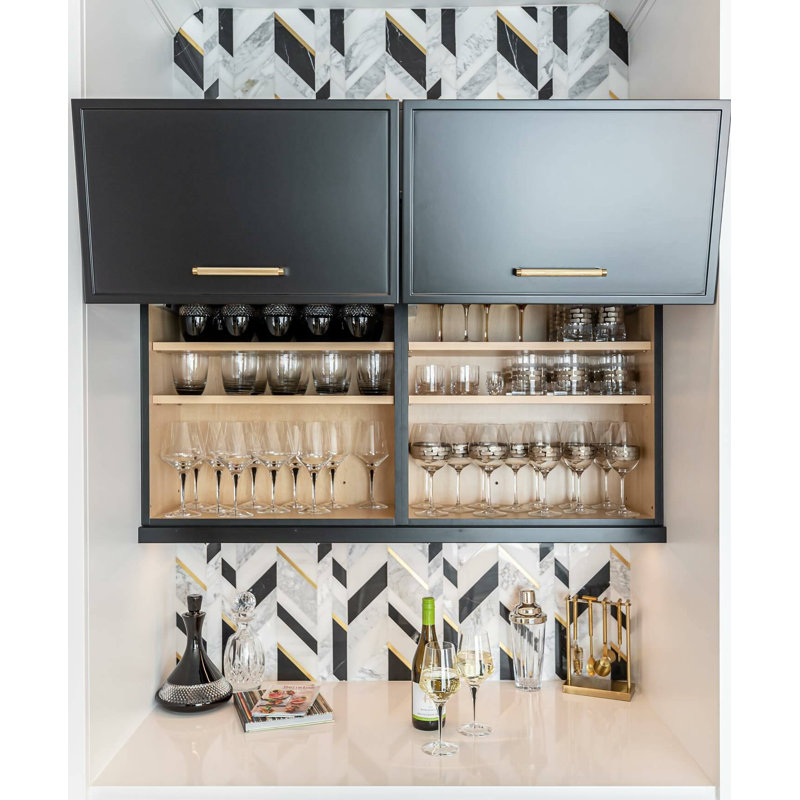 Amari 12x19 Chevron Polished Marble & Aluminum Inlay Mosaic Tile, Saint Laurent
