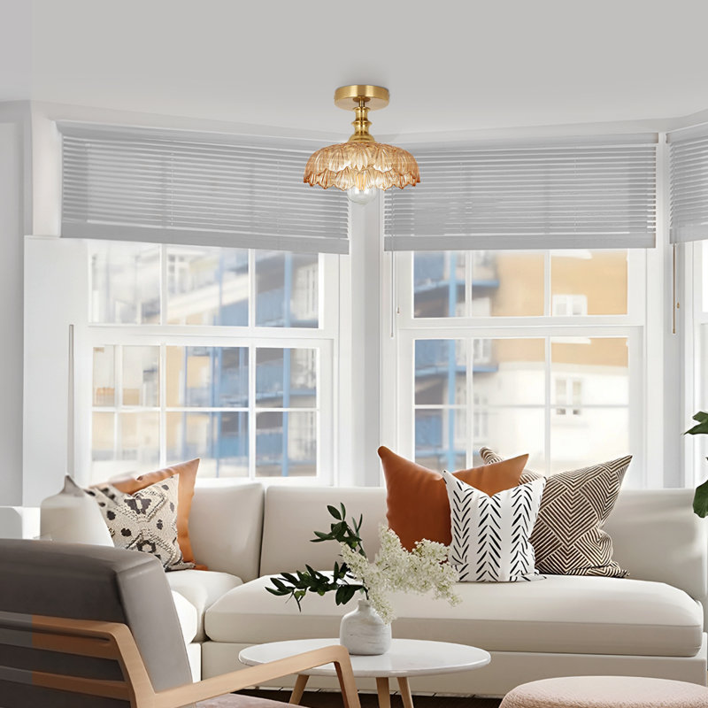 Junathean Glass Semi Flush Mount, Amber