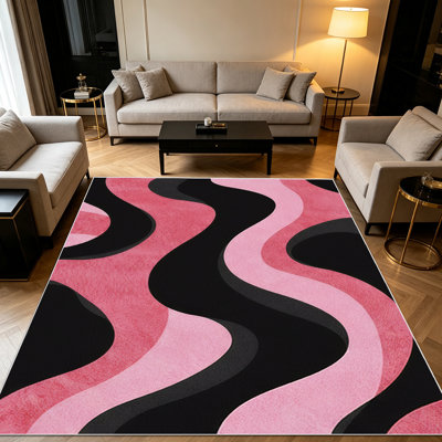 Tapis de salon à motif de vagues abstraites de 1 pièce pour le salon, doux et confortable, convient à toutes les saisons, facile à entretenir, tapis de sol intérieur lavable à la machine, sous la table de ferme convenant à la chambre à coucher