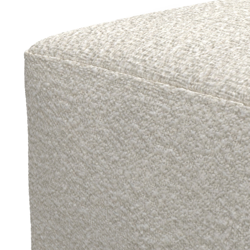 Ivory Boucle Square Pouf with Polystyrene Filling