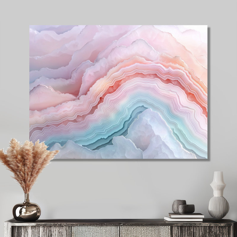 Agate Dream River II - pierre géode, art mural, H 16 po x l 32 po, Toile tendue, Ne s’applique pas