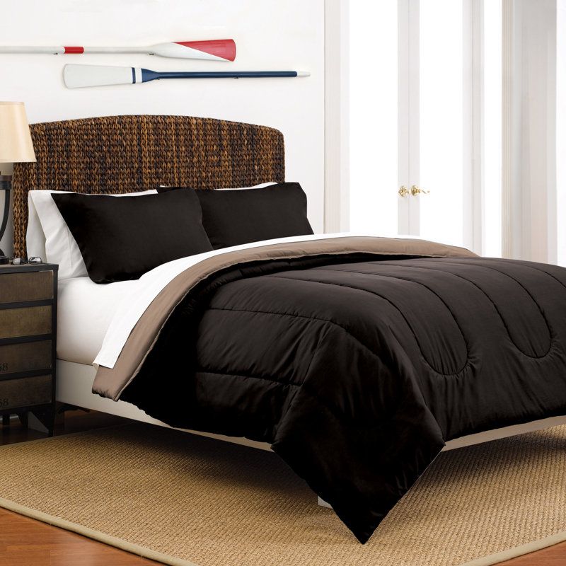Martex Solid Color Reversible Comforter and Sham Bedding Set Super Soft Brushed Fabric, King Comforter + 2 King Shams 