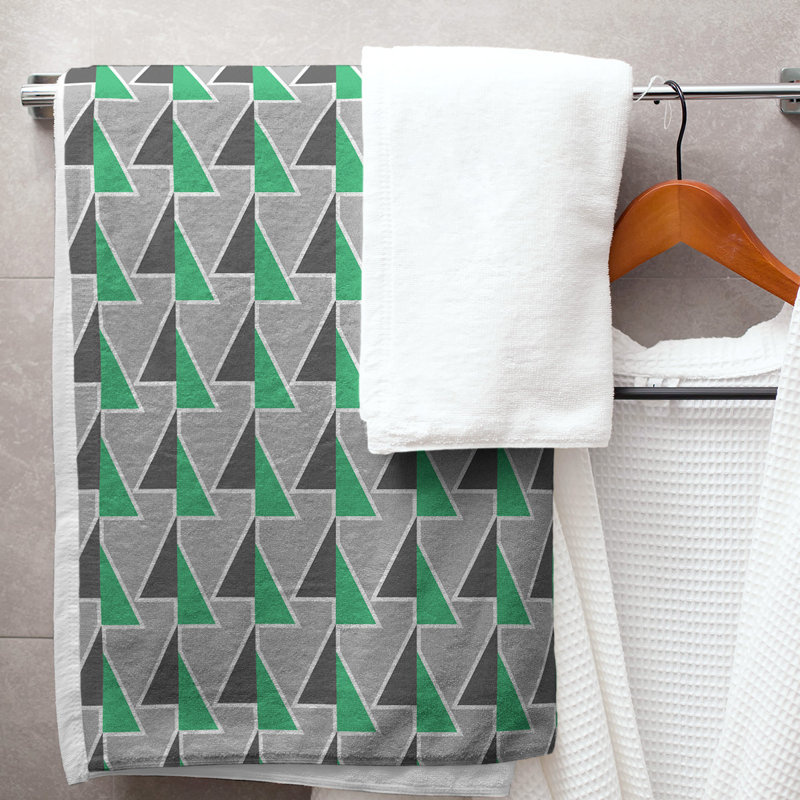 Serviette de bain Jordao, Vert / Gris / Noir